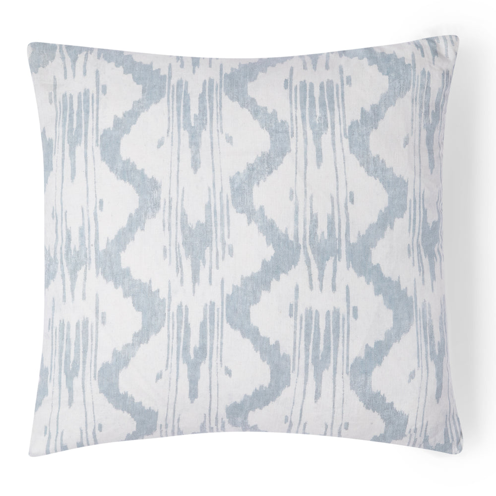 You'll enjoy this hemp pillow in white with light blue zigzag lines.