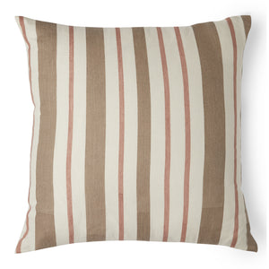 You'll enjoy this hemp pillow with  brown and red stripes.