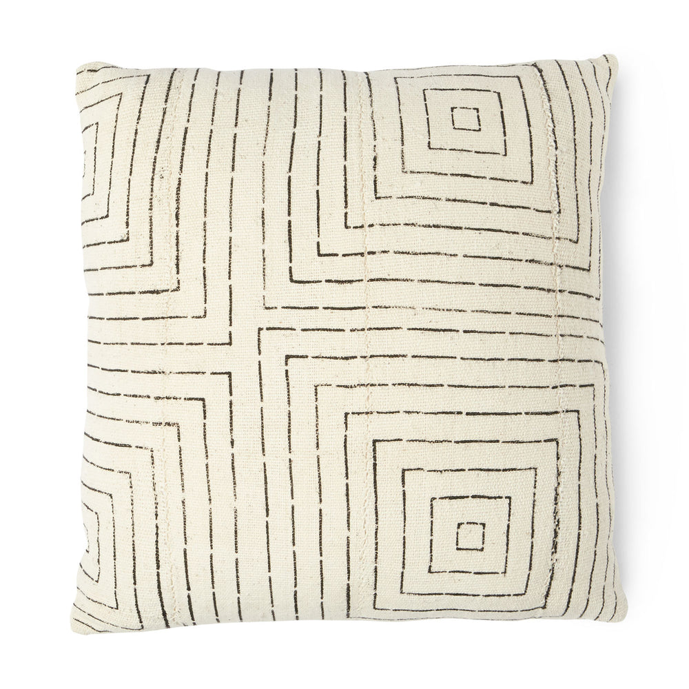You'll enjoy this mudcloth in white with black lines in square formation