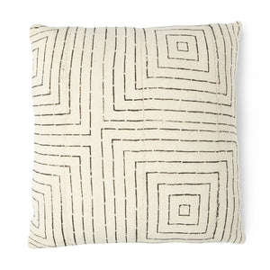 You'll enjoy this mudcloth in white with black lines in square formation