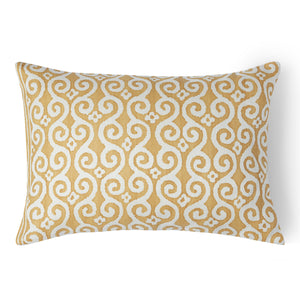 You'll enjoy this hemp pillow in yellow with white patten design.
