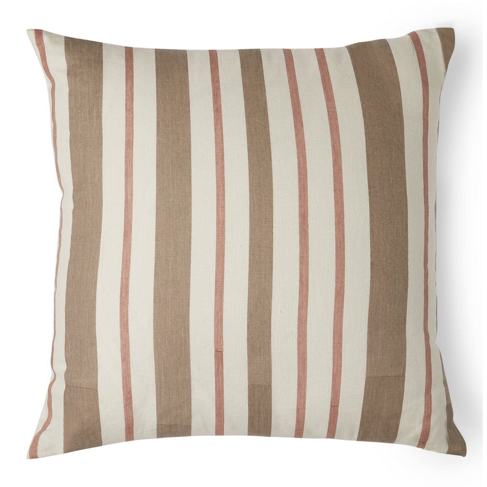 You'll enjoy this hemp pillow with  brown and red stripes.