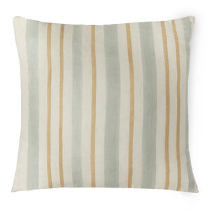 
                
                    Load image into Gallery viewer, You&amp;#39;ll enjoy the benefits of this hemp stripe pillow  with wide soft green stipes and smaller yellow stripes.
                
            