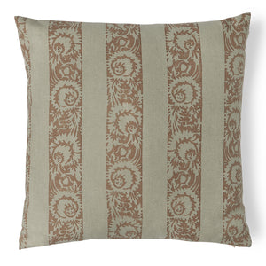 You'll enjoy this hemp pillow in green with a brown wide stripe.