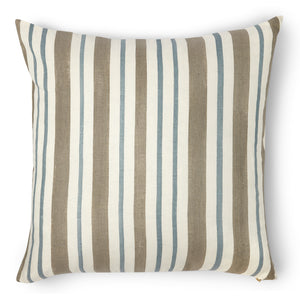 
                
                    Load image into Gallery viewer, You&amp;#39;ll enjoy this flax linen pillow in blue and brown stripes.
                
            