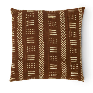 You'll enjoy this mudcloth pillow with deep red brown color and white tribal lines.