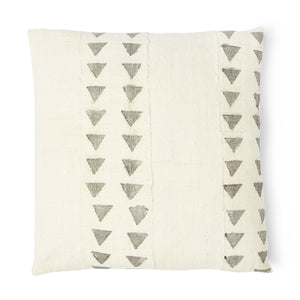 You'll enjoy this Clayson Mud Cloth pillow.  It is off white with gray triangles on each side of the pillow