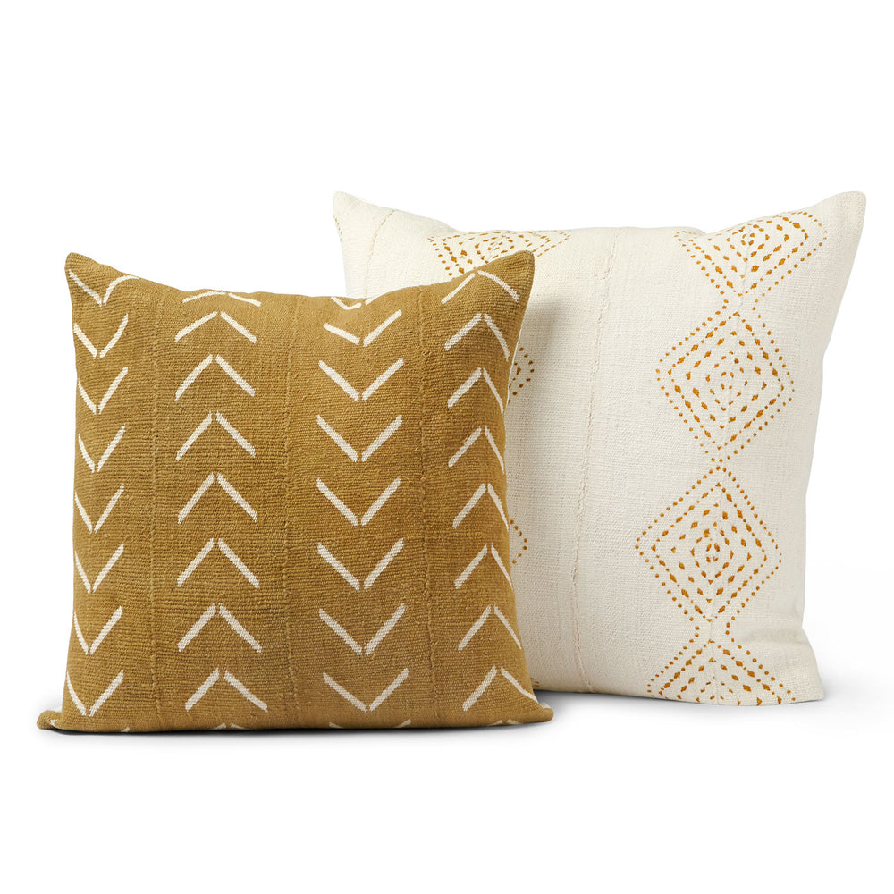 Curated Olive Mud cloth Pillow set 2
