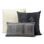 Curated Blue Mud cloth and Hemp Pillow set 3