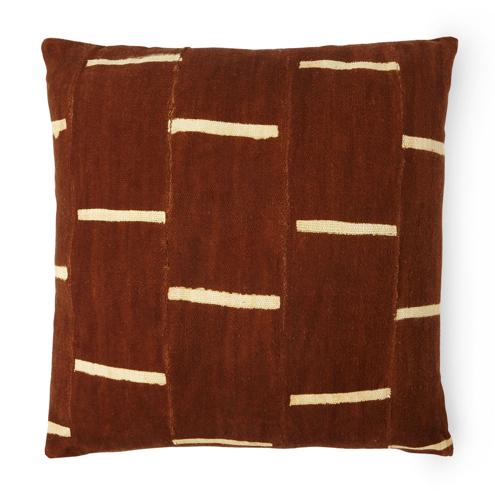 You'll enjoy thid mudcloth pillow with rust and off white lines.