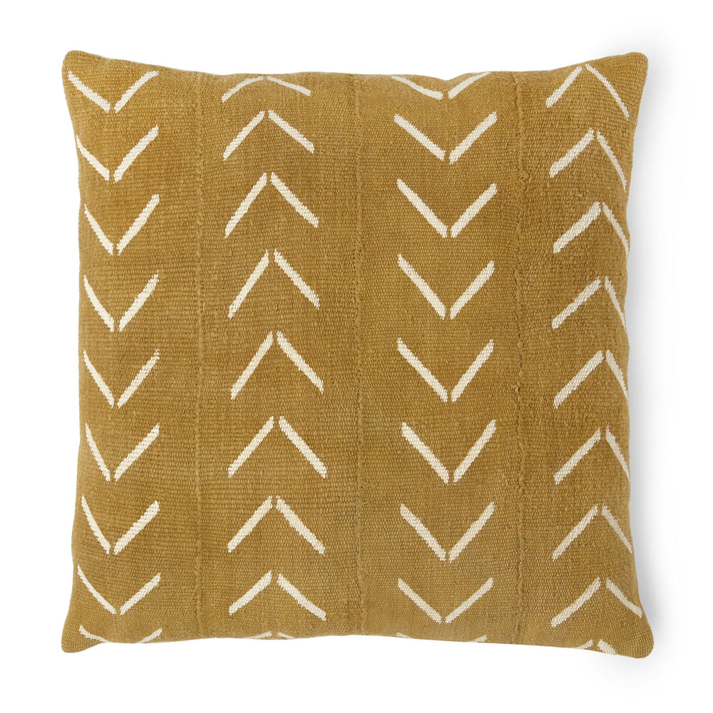 You'll enjoy this mud cloth pillow in Olive with off white open end triangles.