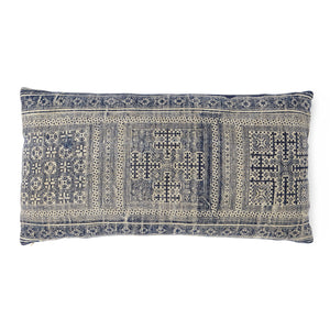 You'll enjoy this handpainted hemp pillow in indigo blue.